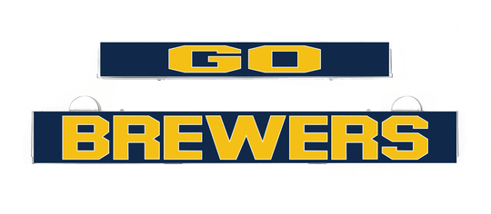 LumiSign GO Brewers display inserts with blue and yellow lettering