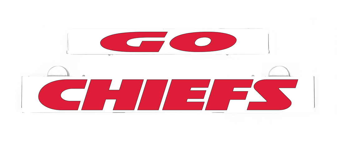Team logo light-up inserts with red GO CHIEFS text on clear backing