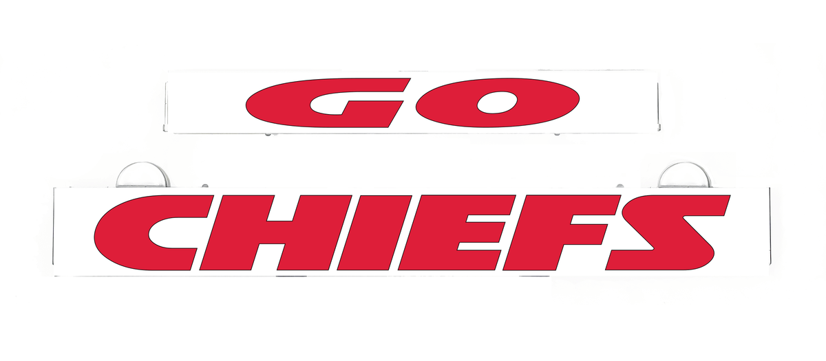 Team logo light-up inserts with red GO CHIEFS text on clear backing