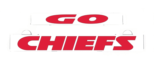 Team logo light-up inserts with red GO CHIEFS text on clear backing