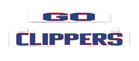 GO CLIPPERS LumiSign inserts, two display clip pieces with red and blue lettering