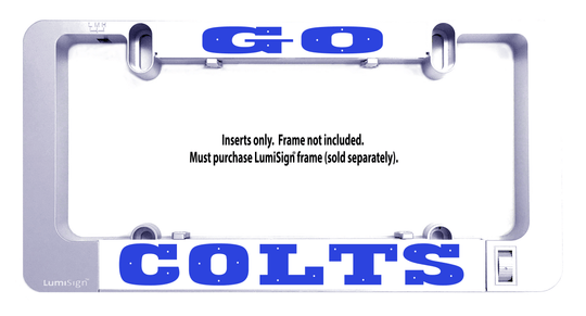 GO COLTS LumiSign insert in gray mounting frame with mounting clips