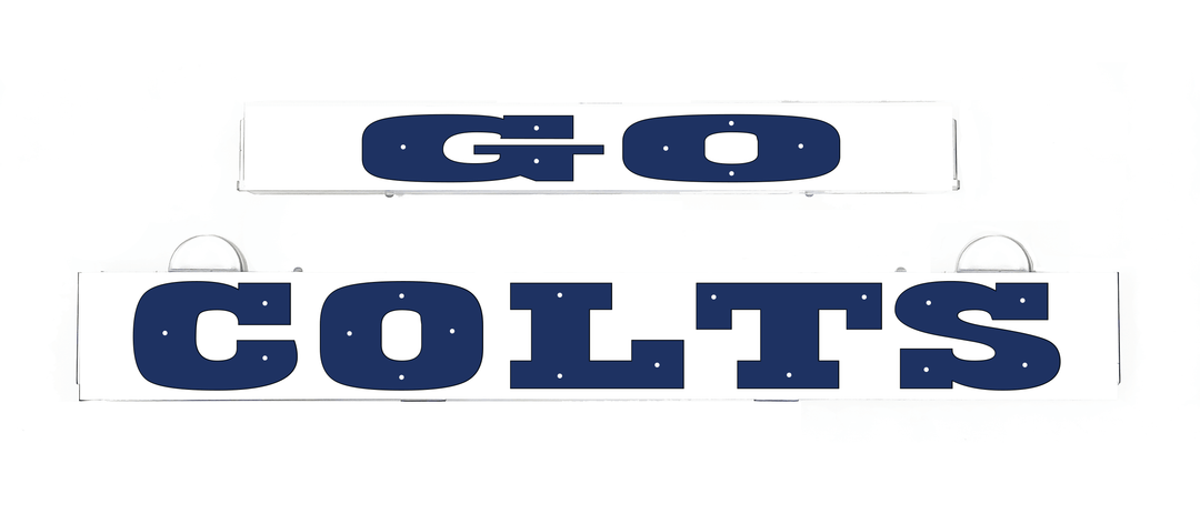 GO COLTS LumiSign insert letters, blue and white strip with mounting tabs