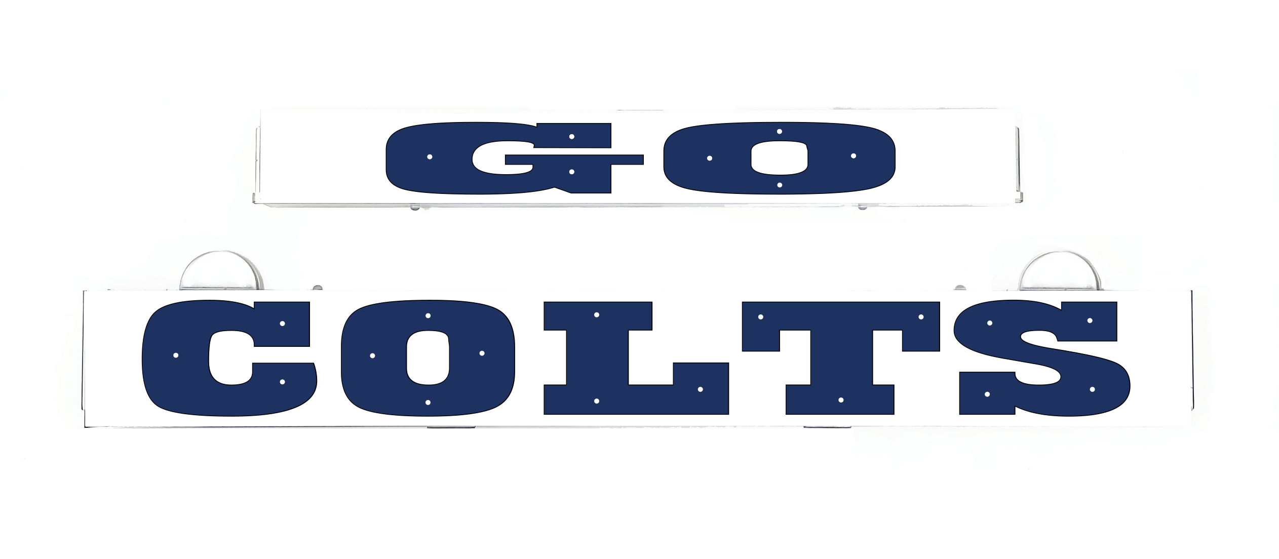GO COLTS LumiSign insert letters, blue and white strip with mounting tabs