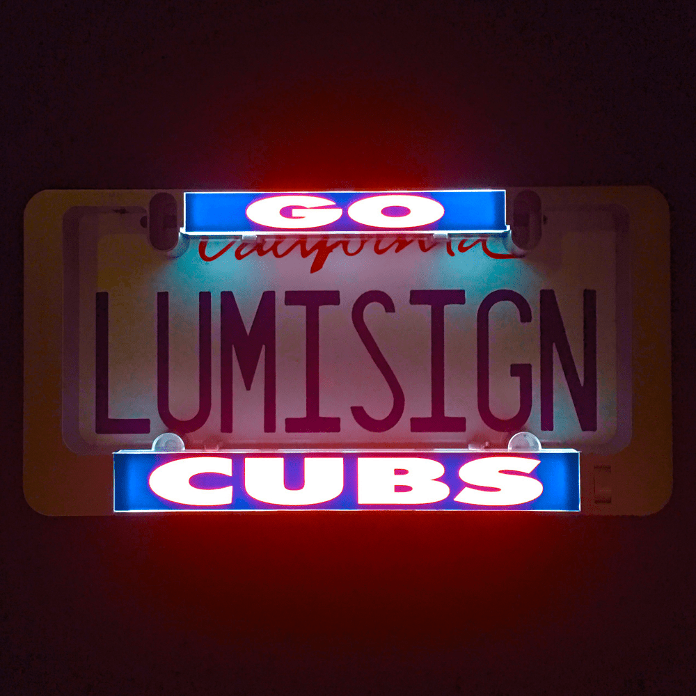Glowing LumiSign Cubs insert with GO and CUBS logos in red and blue