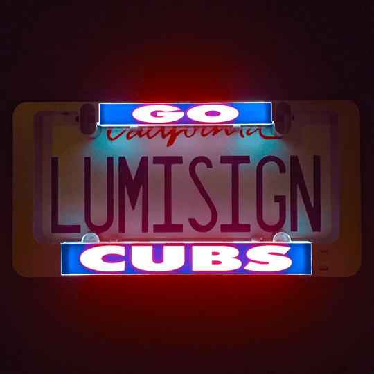 Glowing LumiSign Cubs insert with GO and CUBS logos in red and blue