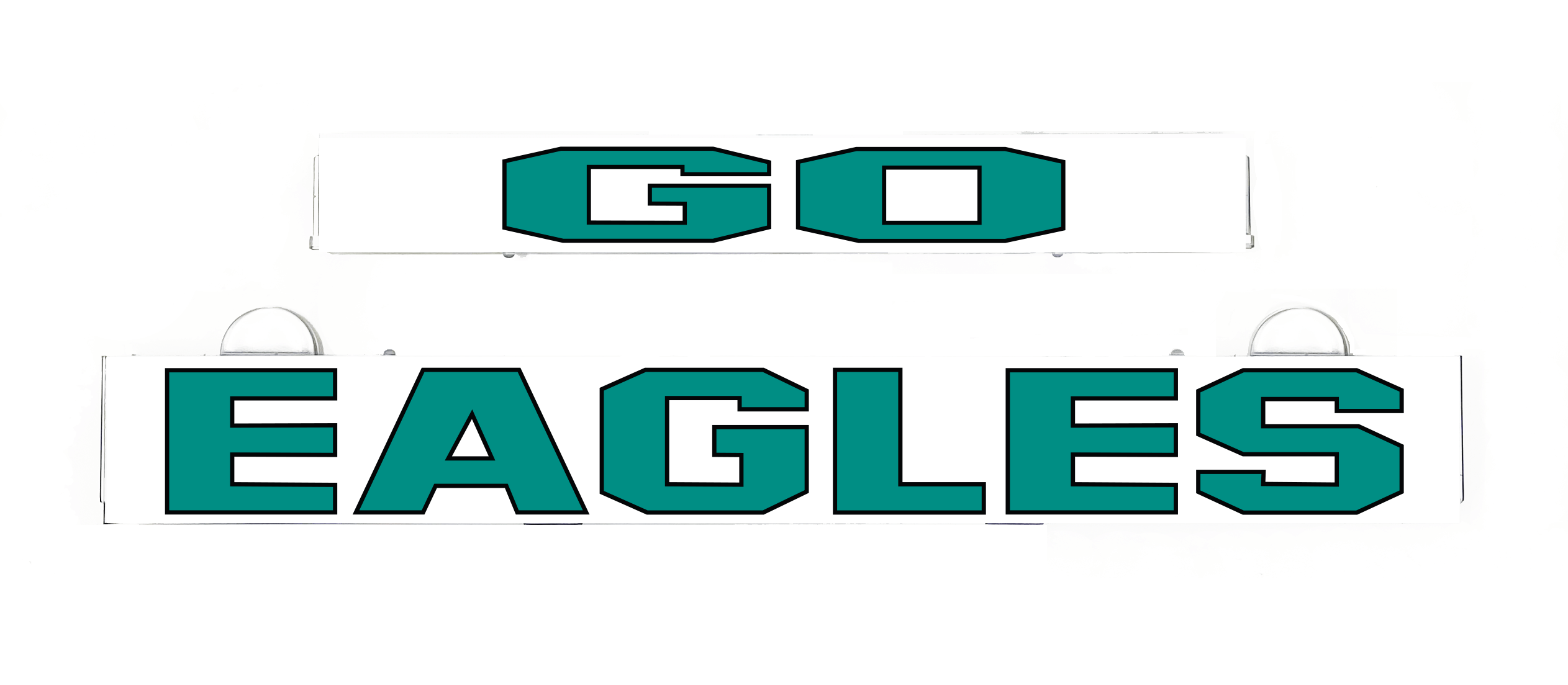 Teal EAGLES LED sign insert with white outlined letters