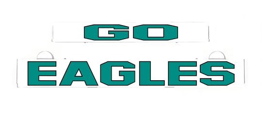 Teal EAGLES LED sign insert with white outlined letters