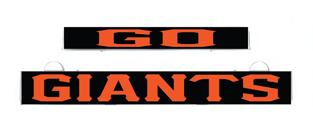 GO GIANTS sign insert, black with orange GO and GIANTS lettering