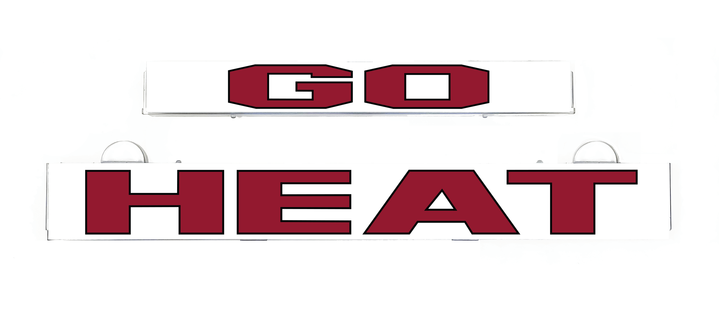 LumiSign GO HEAT insert with red illuminated-style lettering, two-piece design