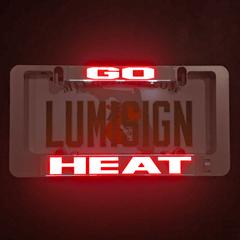 LumiSign GO HEAT insert lighting up with red glowing letters