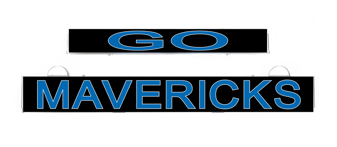 LumiSign GO Mavericks insert panel with blue GO logo and MAVERICKS lettering