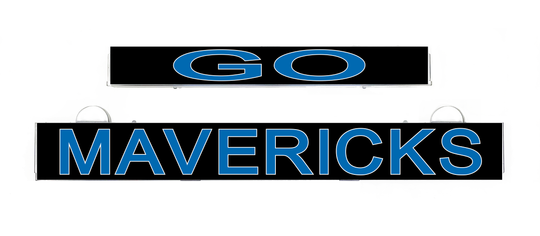 LumiSign GO Mavericks insert panel with blue GO logo and MAVERICKS lettering