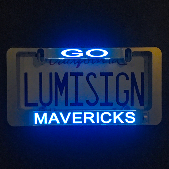 Mavericks LumiSign insert with blue backlit GO and MAVERICKS lettering