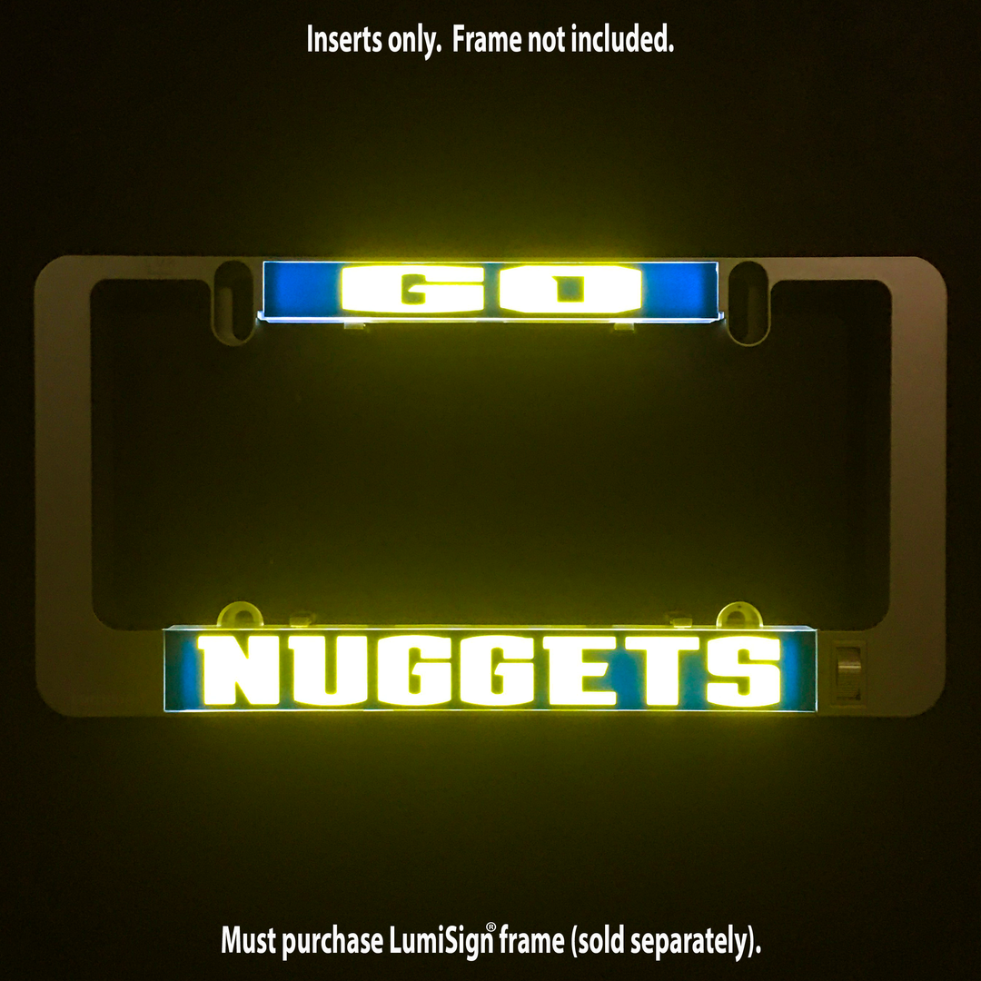 LumiSign NUGGETS insert, glowing yellow letters on blue strip, inserts only