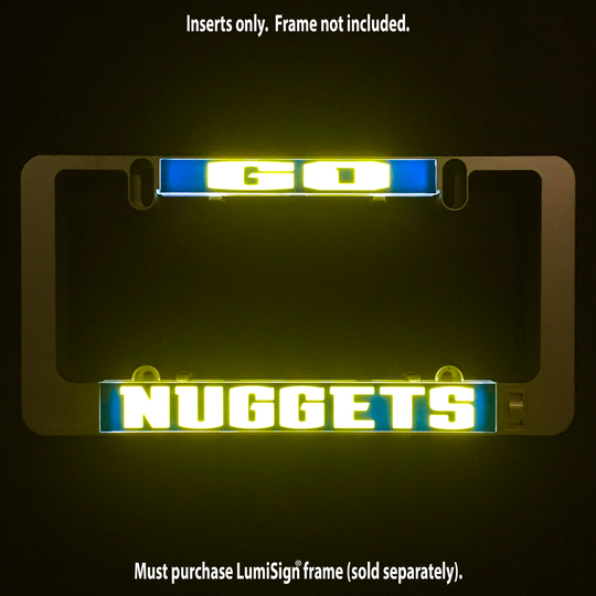 LumiSign NUGGETS insert, glowing yellow letters on blue strip, inserts only