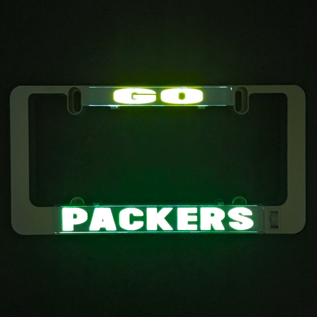 Illuminated LumiSign PACKERS logo insert with green lettering