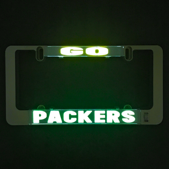 Illuminated LumiSign PACKERS logo insert with green lettering