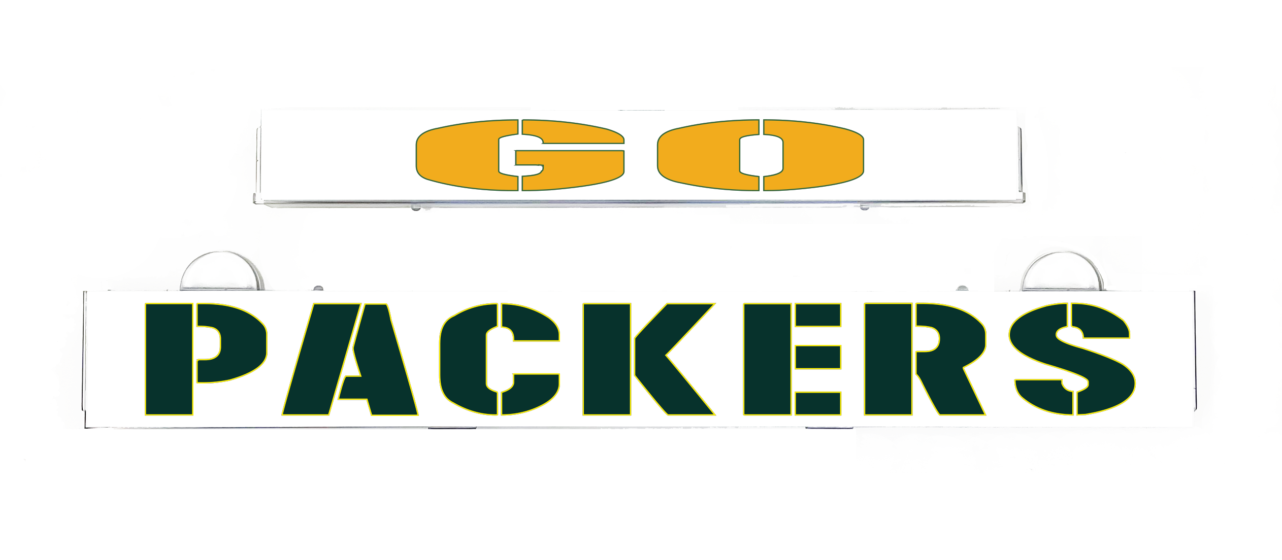 LumiSign PACKERS logo insert with green letters on white backing