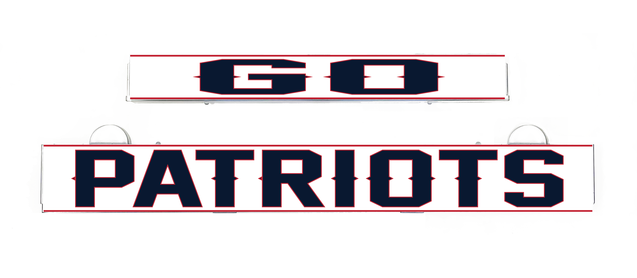 GO PATRIOTS LumiSign insert strip with 'PATRIOTS' logo lettering