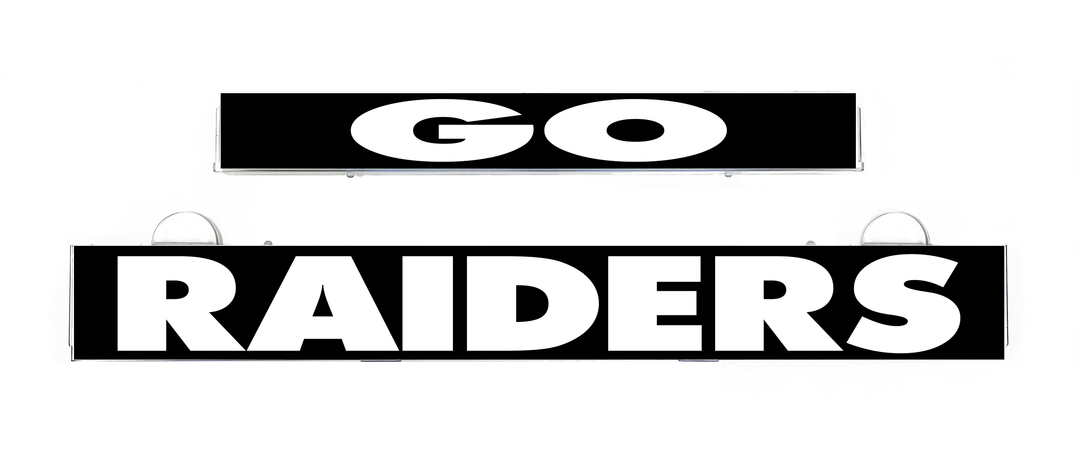 Raiders LumiSign insert graphic with GO logo and bold RAIDERS text