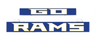 GO RAMS light sign insert panel with blue and gold lettering