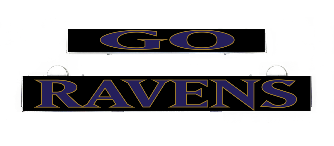 Ravens GO LED sign insert with gold RAVENS lettering