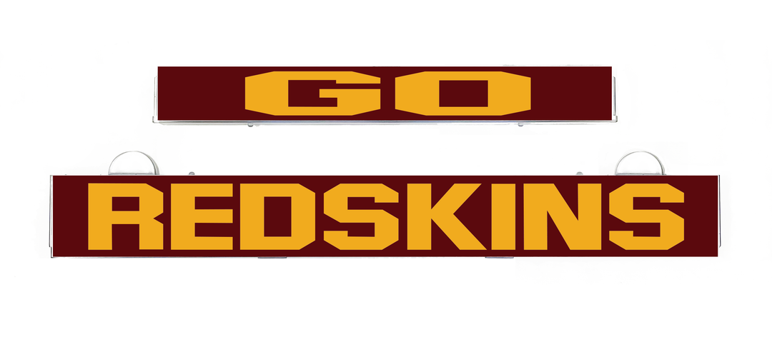 REDSKINS LumiSign insert strip with yellow lettering on dark red
