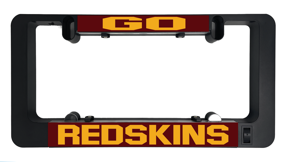 LumiSign insert backing with REDSKINS lettering and GO graphic in black frame