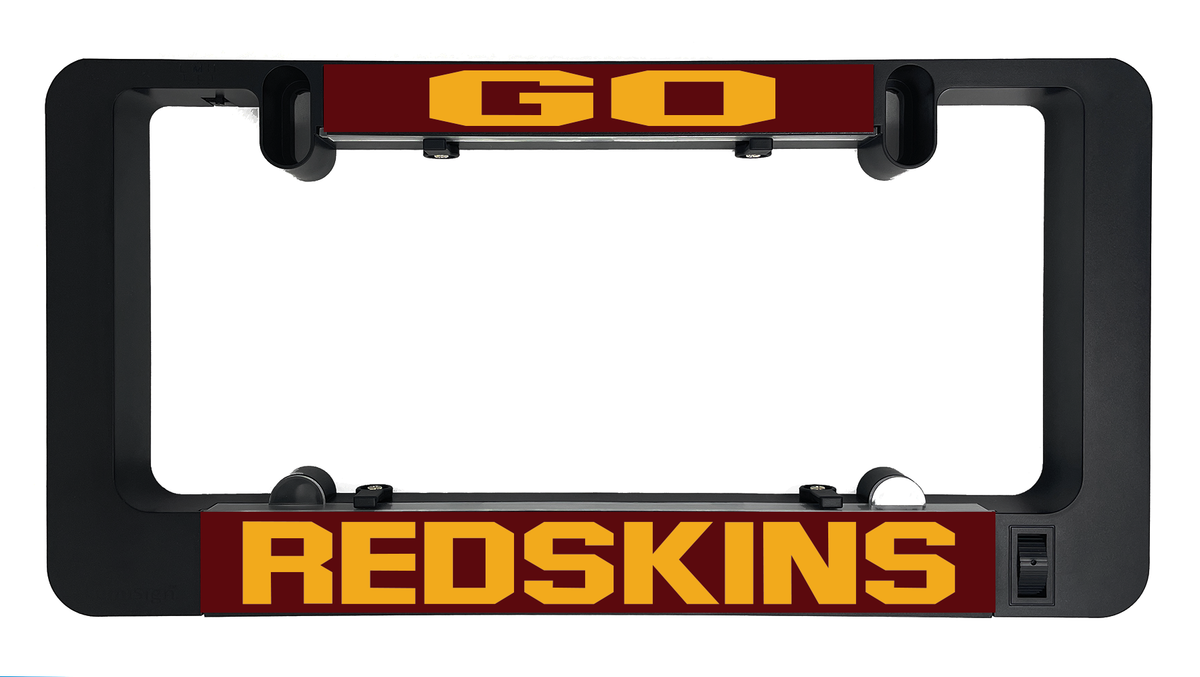 LumiSign insert backing with REDSKINS lettering and GO graphic in black frame
