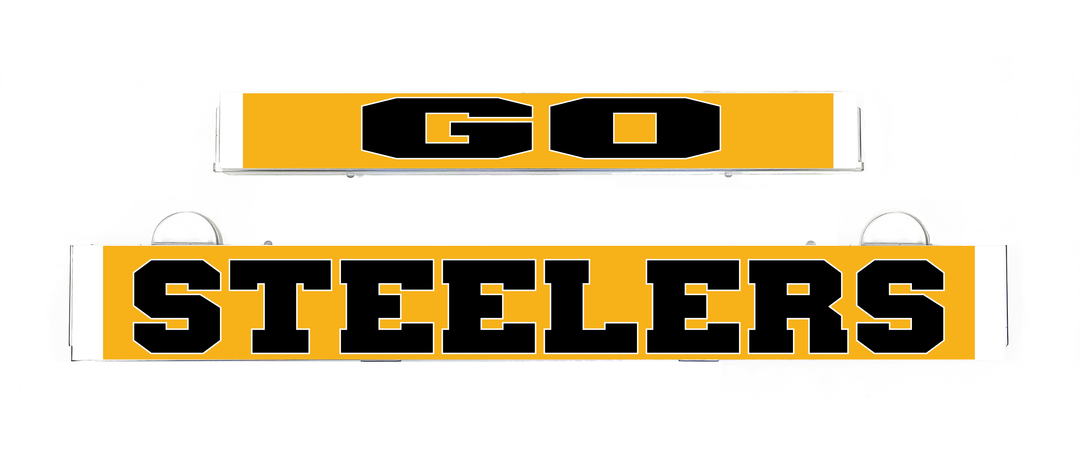 GO STEELERS LumiSign insert set: yellow GO and STEELERS panels, no frame