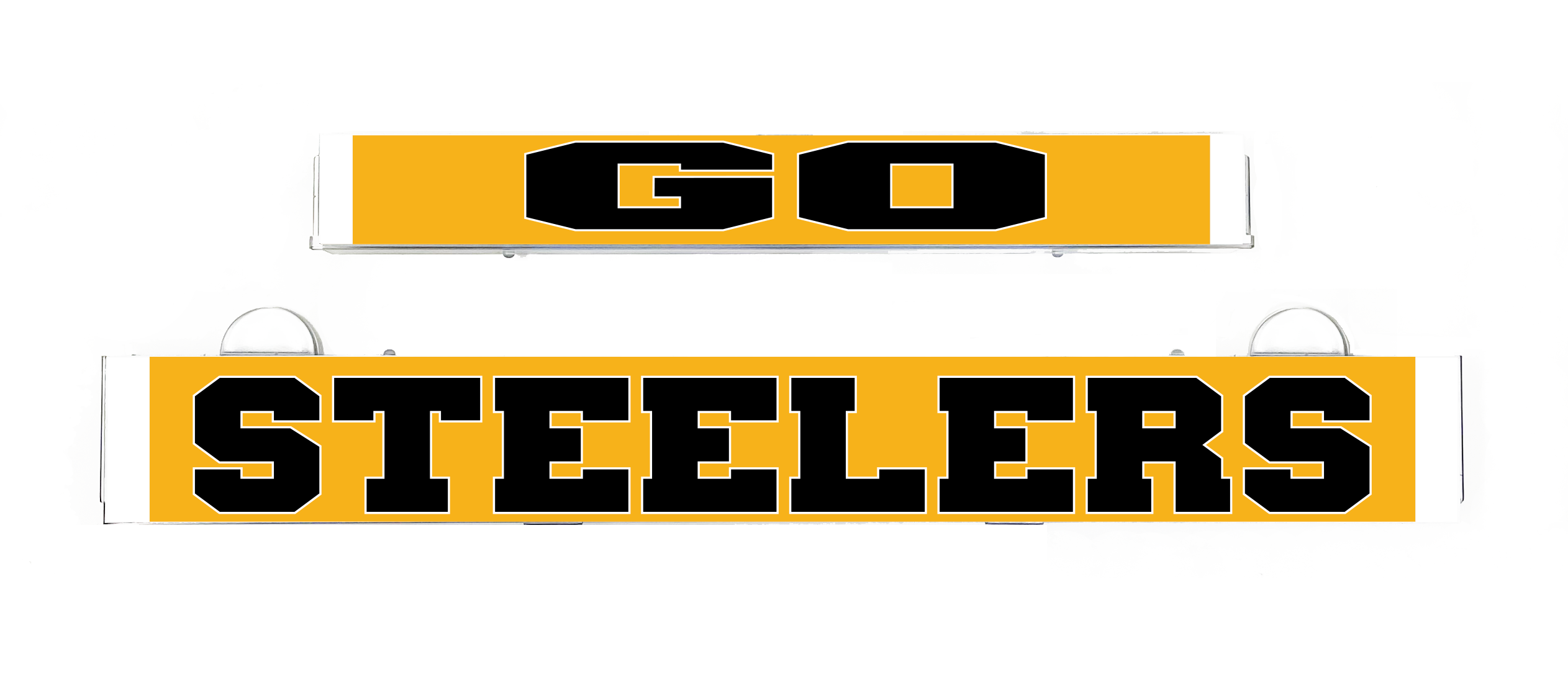 GO STEELERS LumiSign insert set: yellow GO and STEELERS panels, no frame