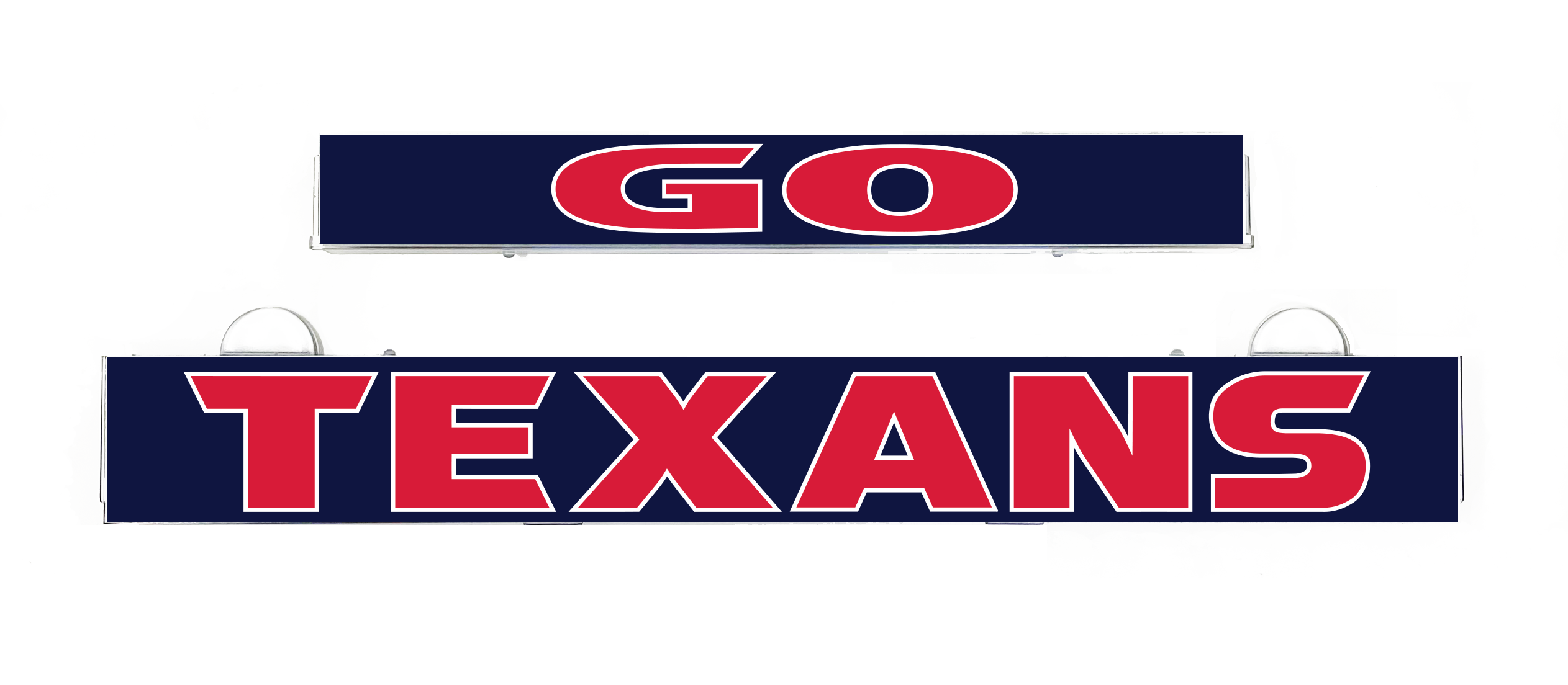 GO Texans light-up sign insert with GO and TEXANS text bars