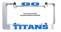LumiSign GO TITANS insert plate with blue TITANS letters and small shield icon