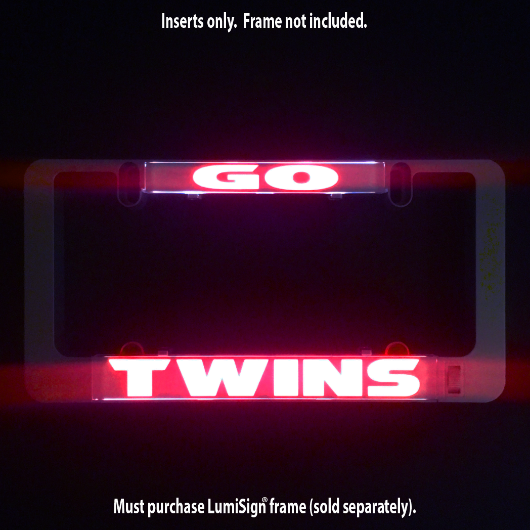 GO TWINS illuminated sign insert with GO logo top and TWINS title on clear cover