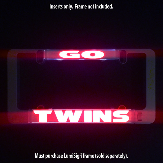 GO TWINS illuminated sign insert with GO logo top and TWINS title on clear cover