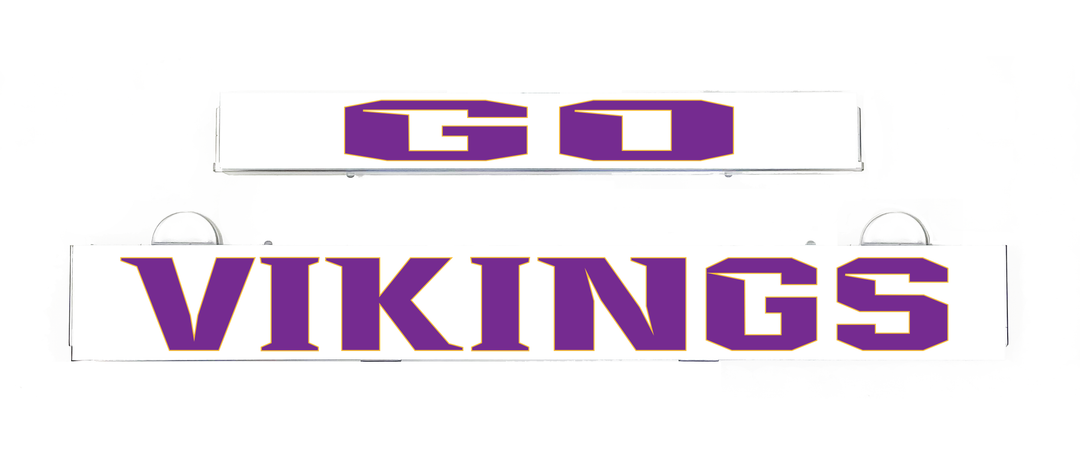 VIKINGS light display insert packaging with purple and red letter graphics