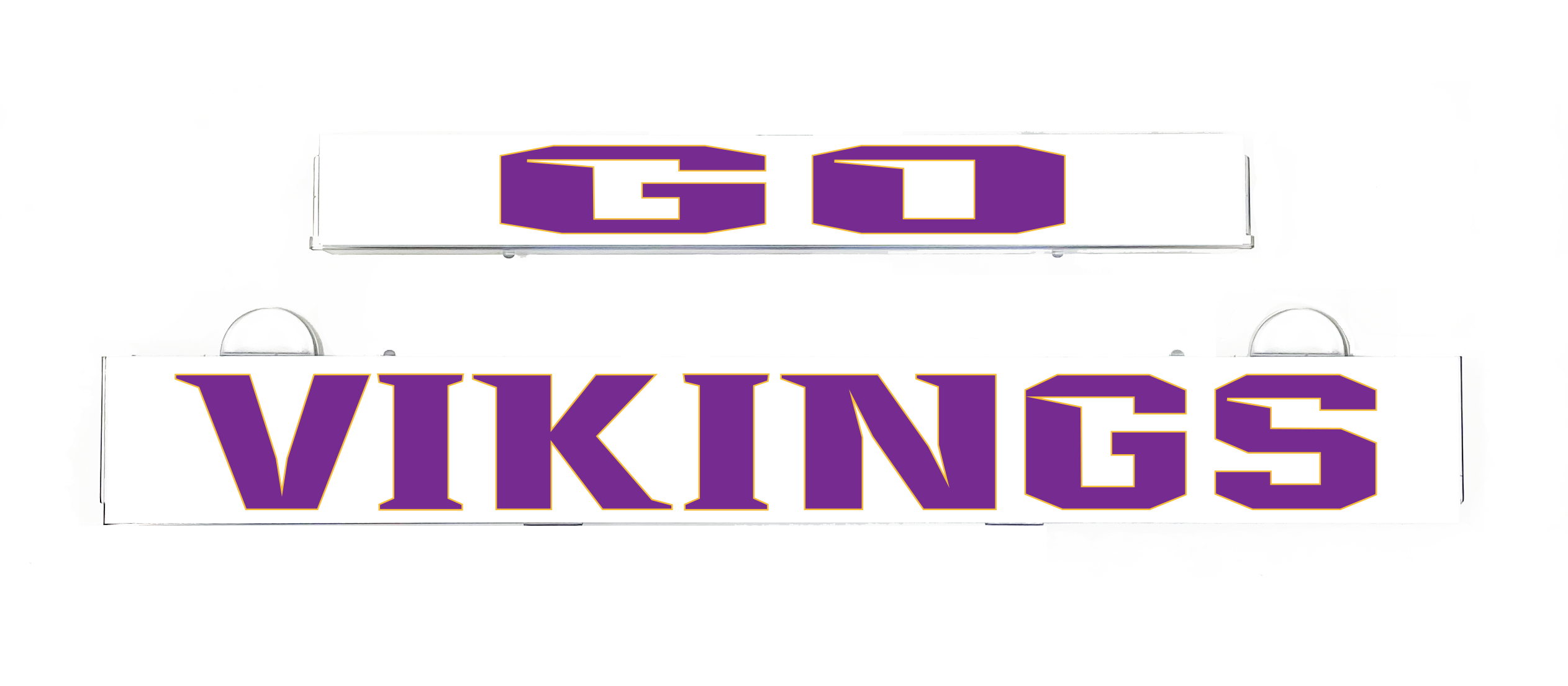 VIKINGS light display insert packaging with purple and red letter graphics