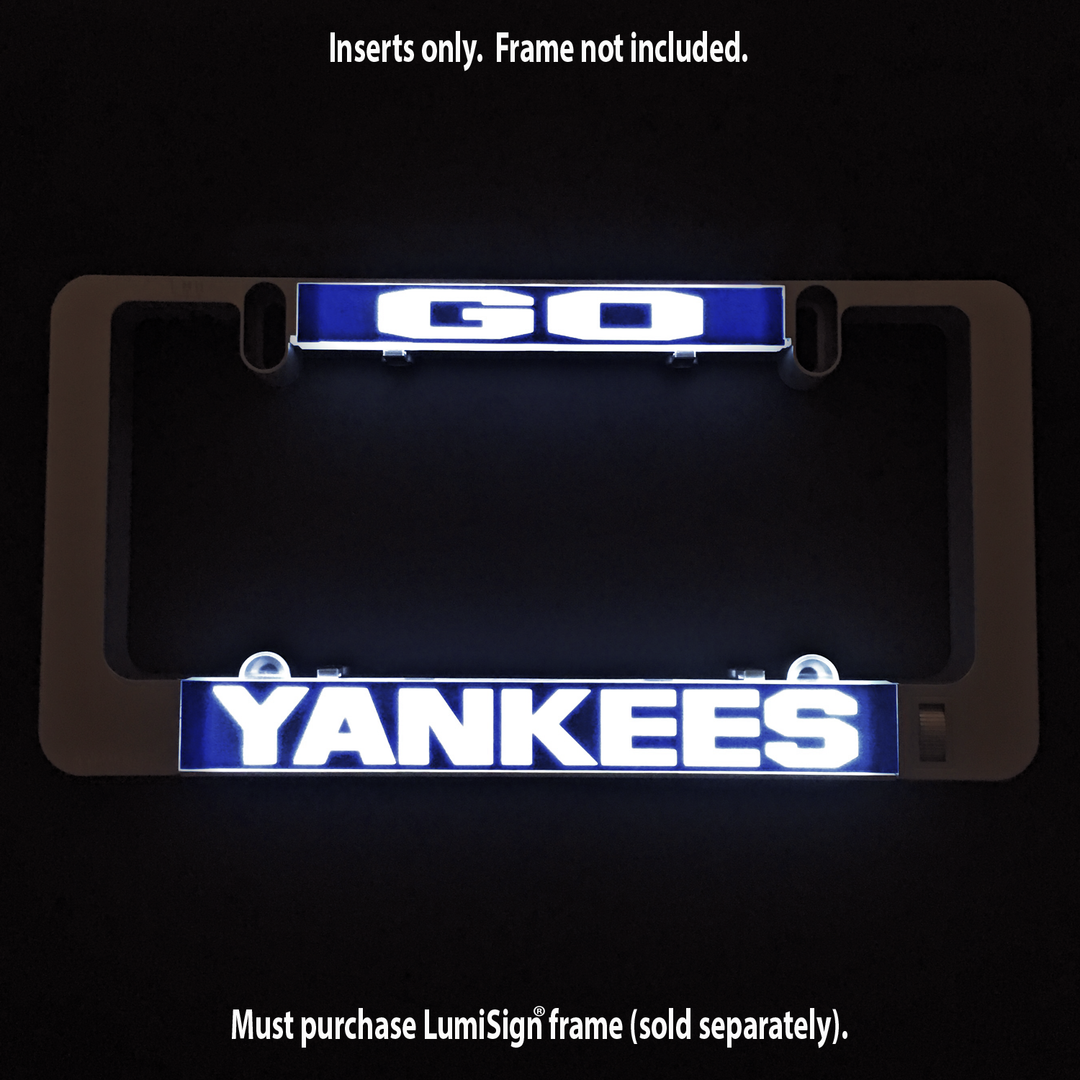 Yankees LumiSign insert panel with blue "YANKEES" lettering; frame not included