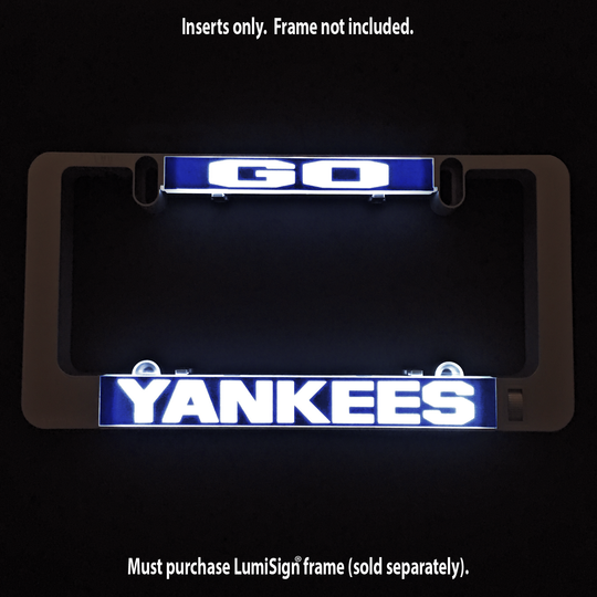 Yankees LumiSign insert panel with blue "YANKEES" lettering; frame not included