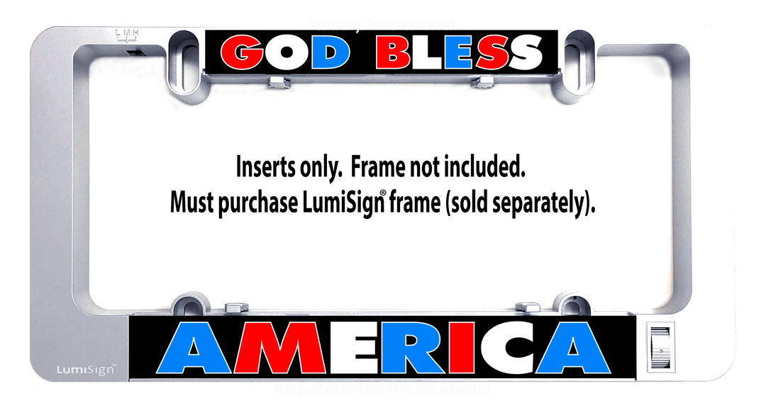 LumiSign insert for “God Bless America” with “Inserts only” notice