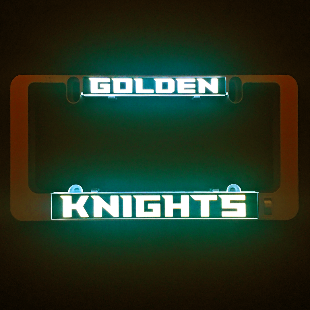 LumiSign Golden Knights illuminated license-plate insert with frame