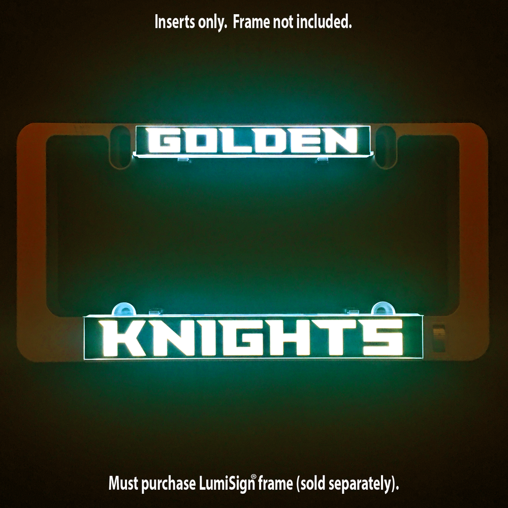 Golden Knights LumiSign light inserts with glowing GOLDEN and KNIGHTS text
