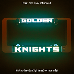 Golden Knights LumiSign light inserts with glowing GOLDEN and KNIGHTS text