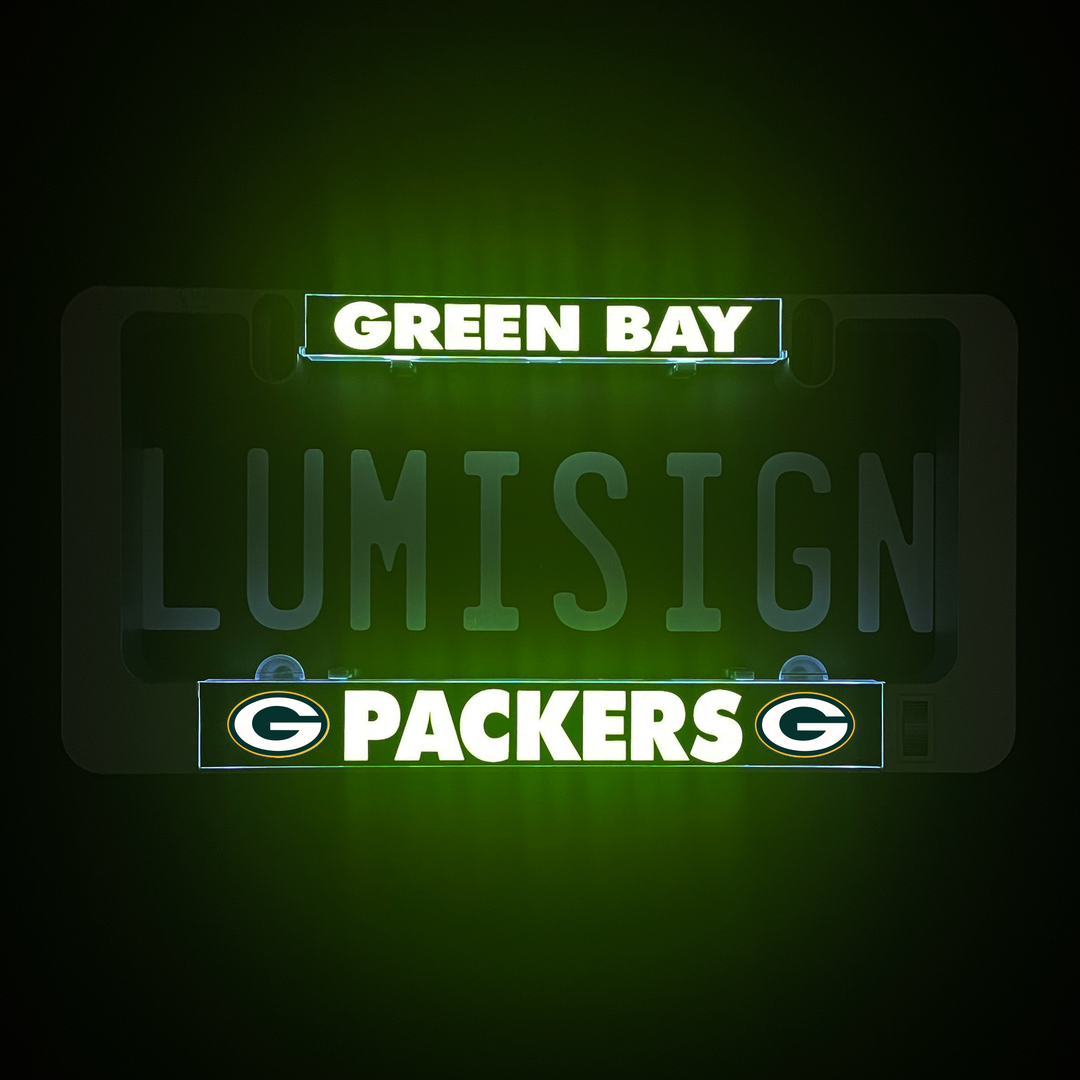 LUMISIGN illuminated insert with Green Bay Packers logo and “LUMISIGN” text
