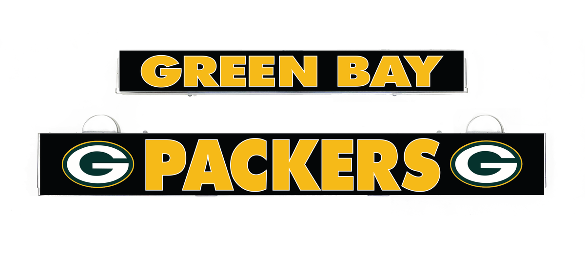 LumiSign insert for Green Bay Packers with “GREEN BAY” header and PACKERS logos