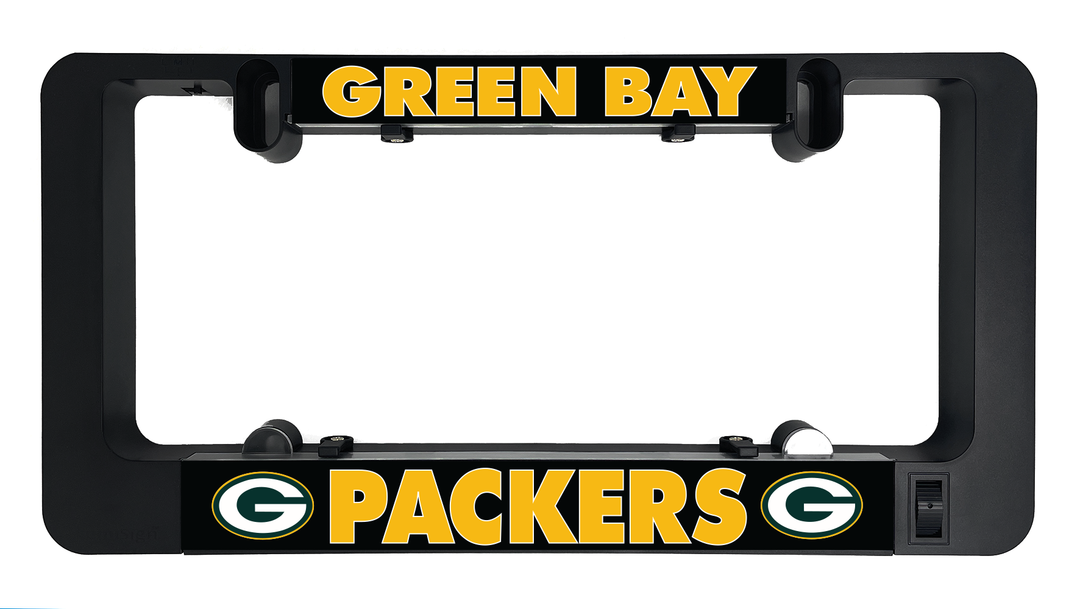 LUMISIGN frame with Green Bay Packers illuminated insert, black housing