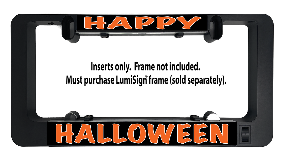 Halloween light inserts inside a black holder; inserts only and frame not included text