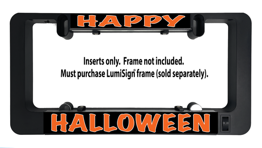 Halloween light inserts inside a black holder; inserts only and frame not included text
