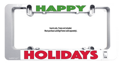 HAPPY HOLIDAYS insert mounted in a frame, green HAPPY and red HOLIDAYS